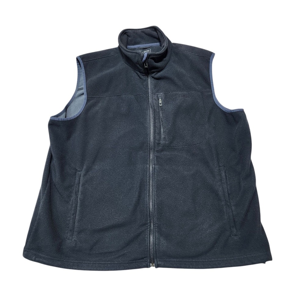 LL Bean Fleece Vest Mens XL Black Full Zip Mock Neck Outerwear OGS2